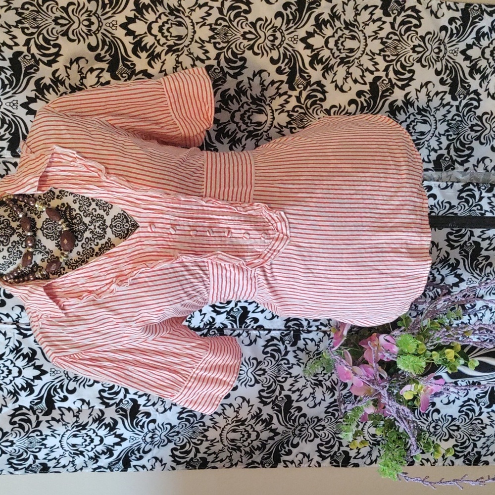 Orange and white tie back top XL(14)